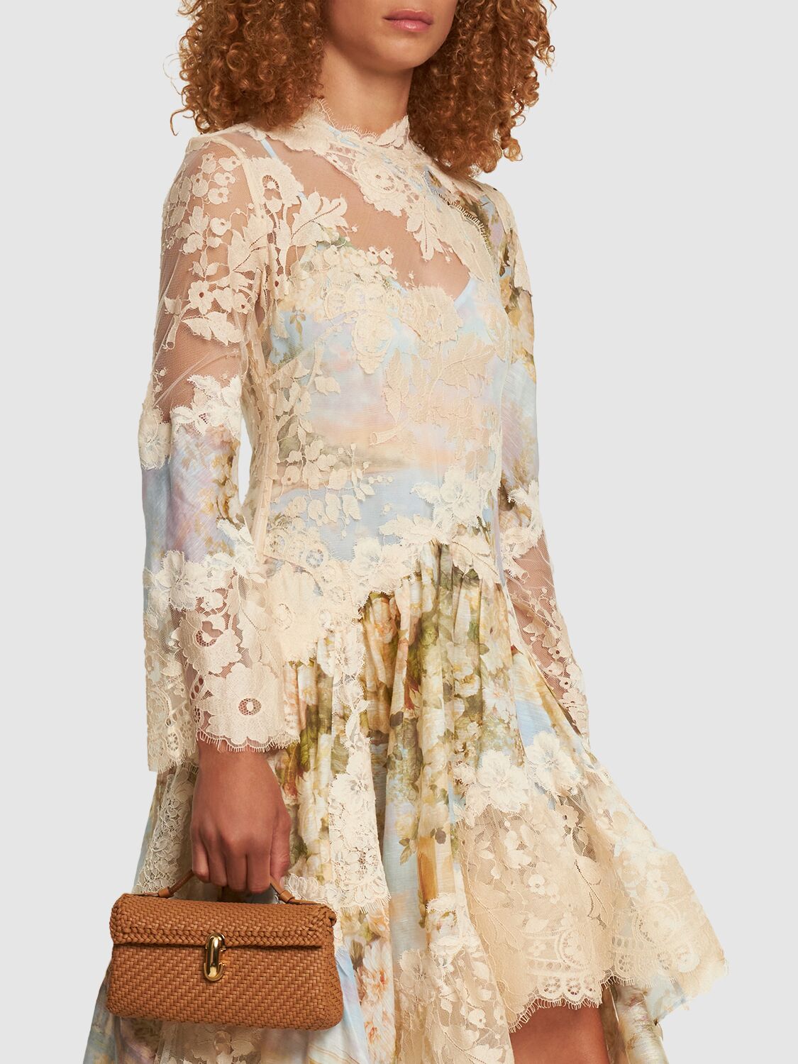 Asymmetric Midi Dress in Silk Linen Organza