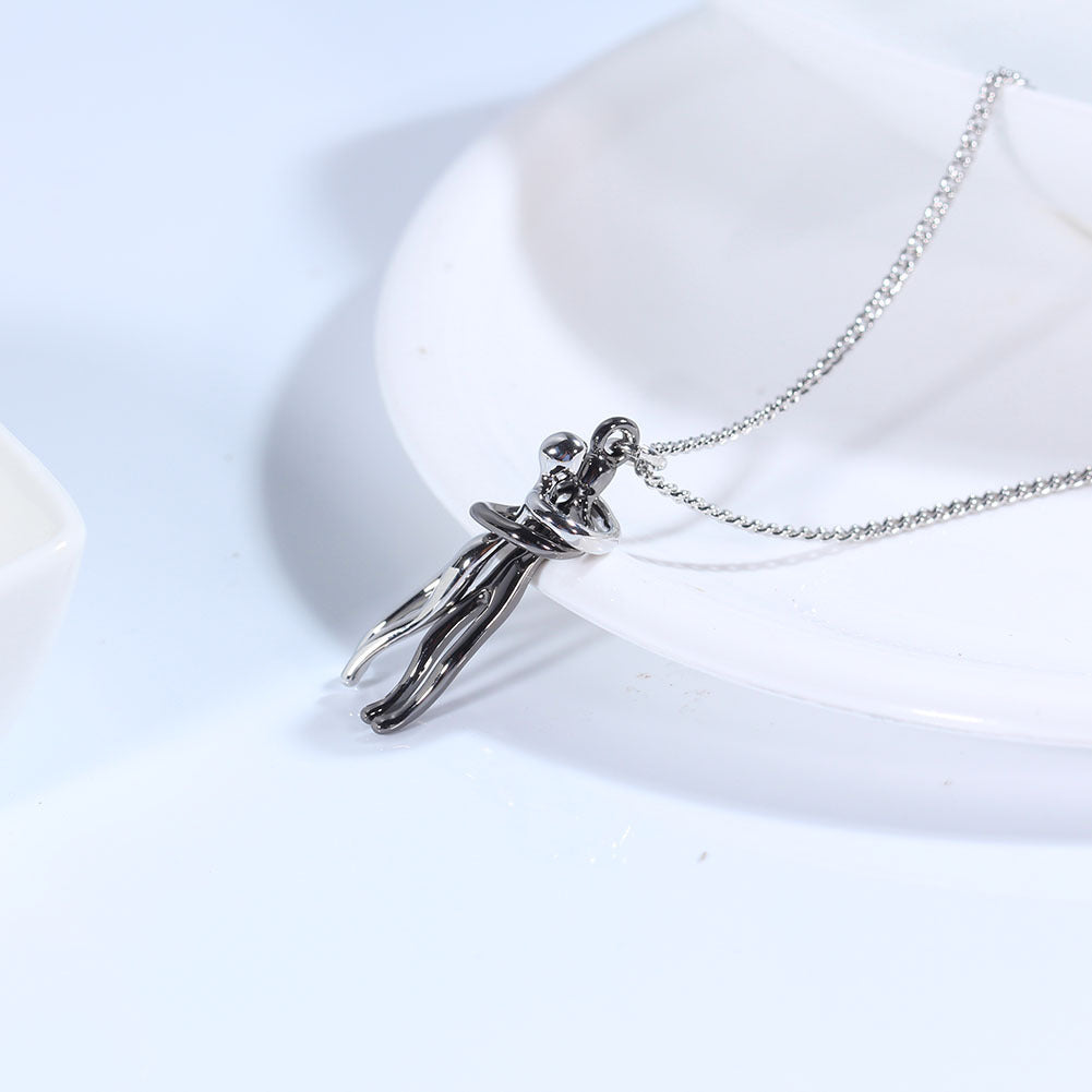 Couple Embrace Pendant Necklace