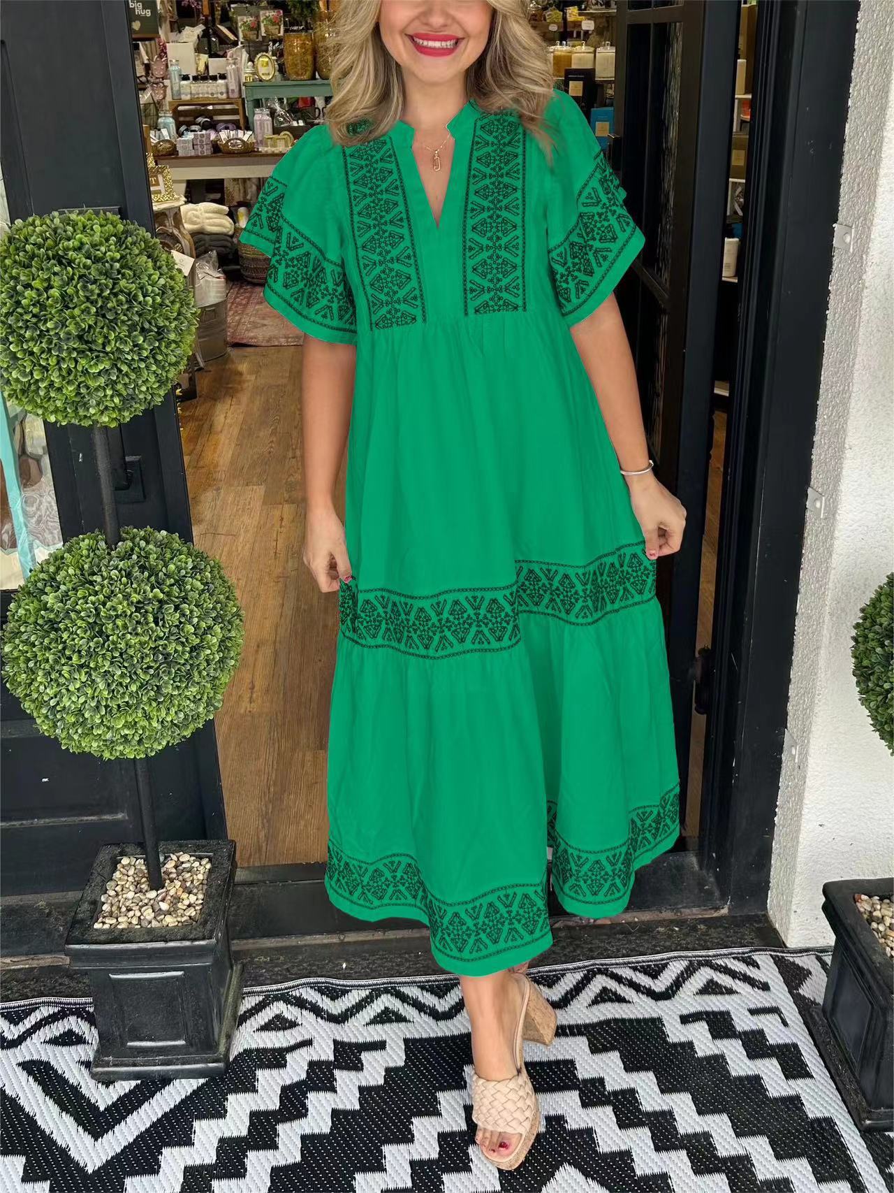 Embroidered Chic Comfy Dress