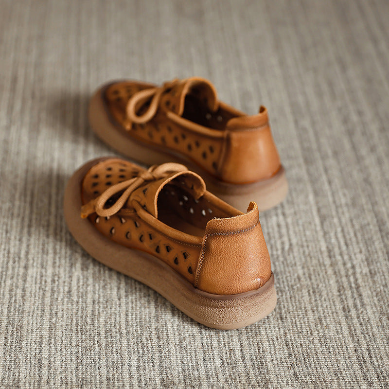 Genuine leather simple soft-soled retro flat shoes