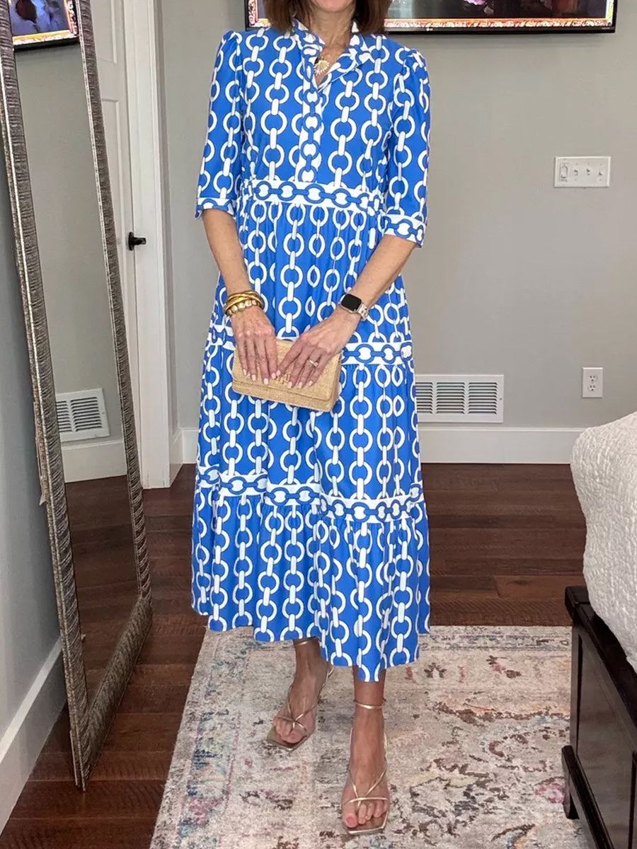 Printed Long Sleeve Maxi Dress