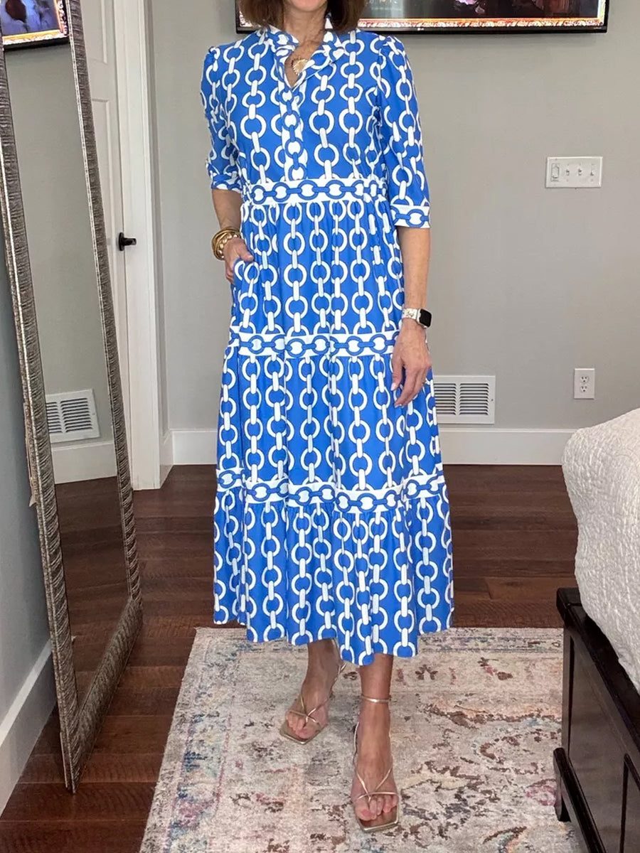 Printed Long Sleeve Maxi Dress