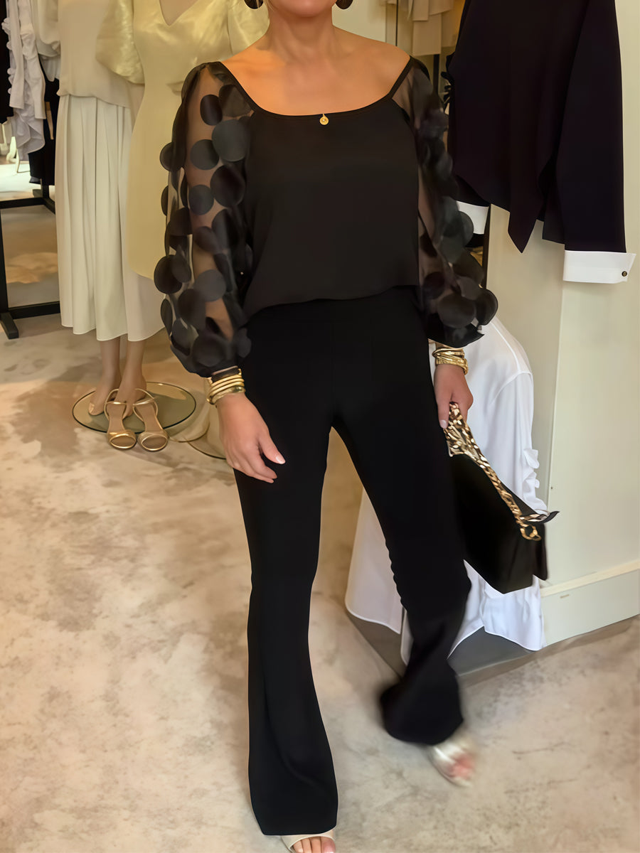 Scoop Neck See-through Mesh Top