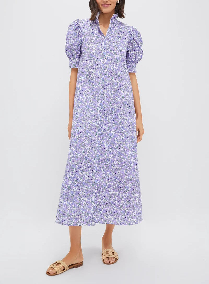 Floral Ruffle Collar Maxi Dress