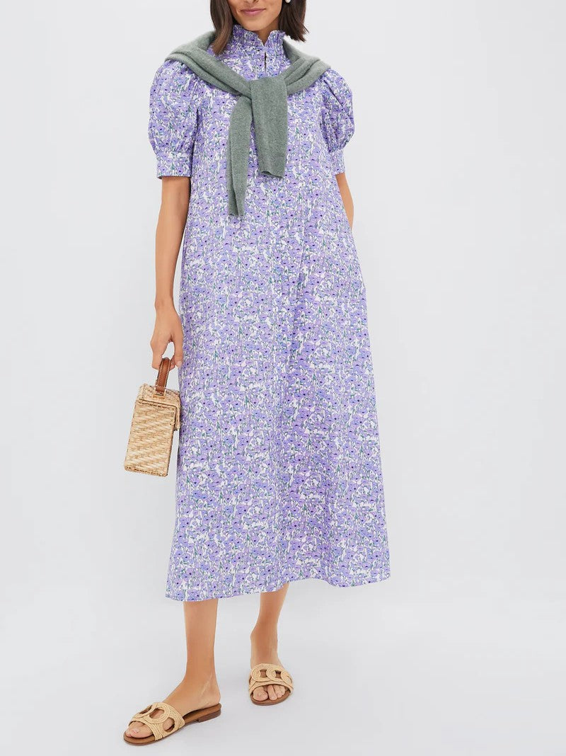 Floral Ruffle Collar Maxi Dress
