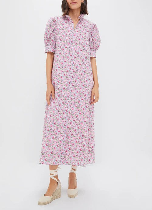 Floral Ruffle Collar Maxi Dress