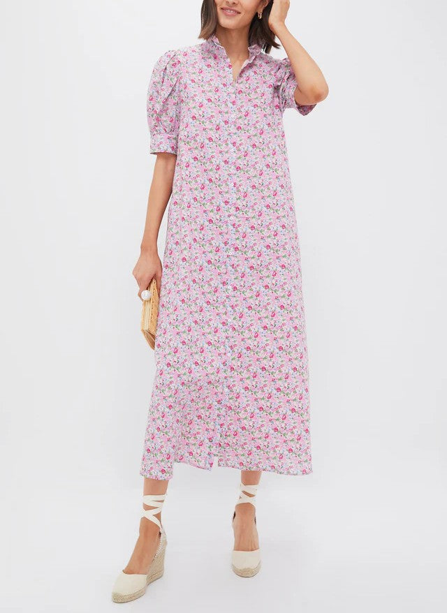 Floral Ruffle Collar Maxi Dress