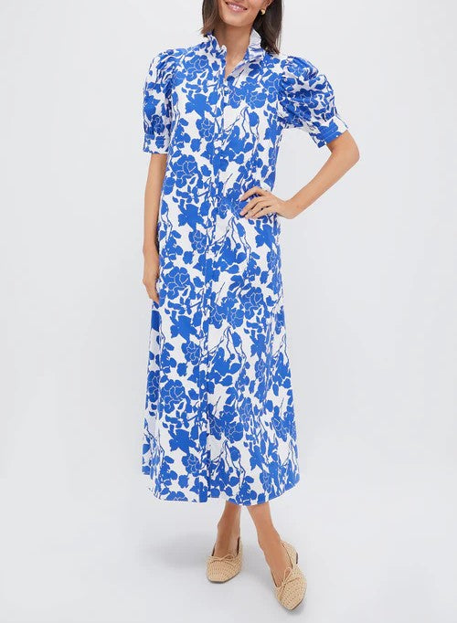 Floral Ruffle Collar Maxi Dress