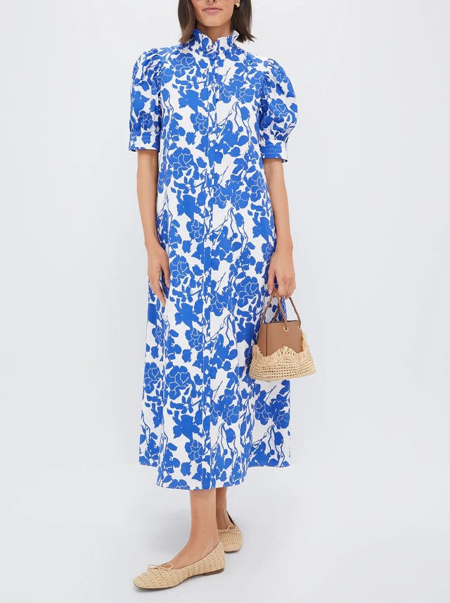 Floral Ruffle Collar Maxi Dress