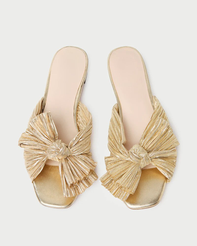 Gold Pleated Bow Slide