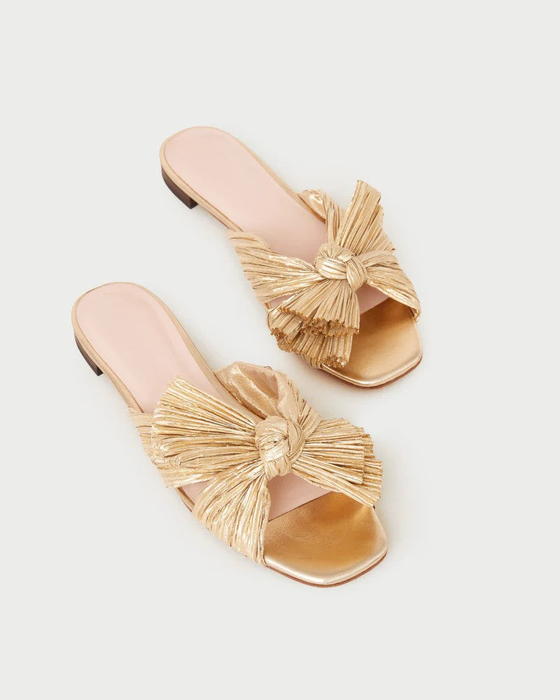 Gold Pleated Bow Slide