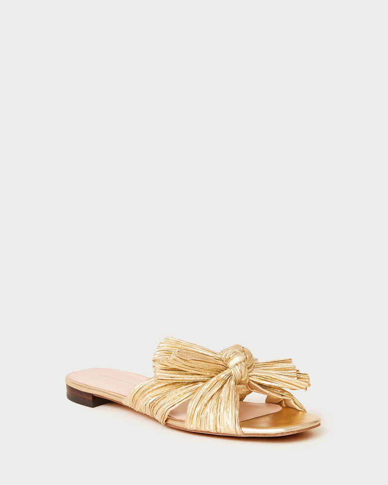 Gold Pleated Bow Slide