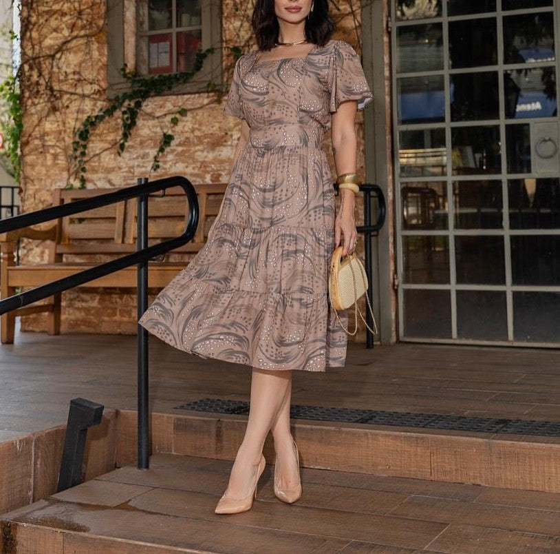 Elegant Square Neck Dress