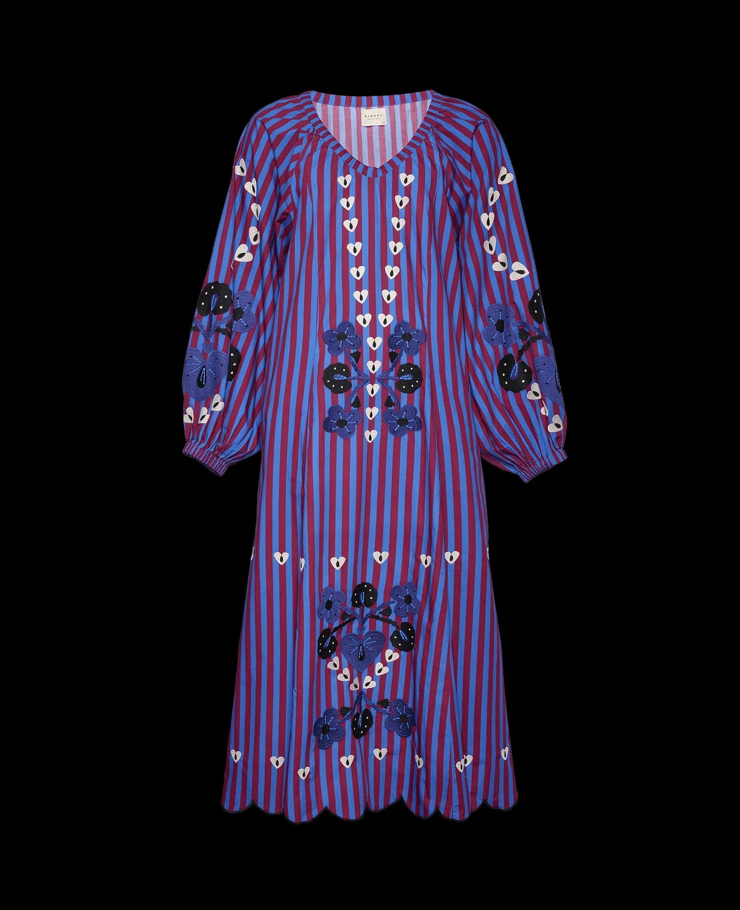 Hand-embroidered floral maxi dress