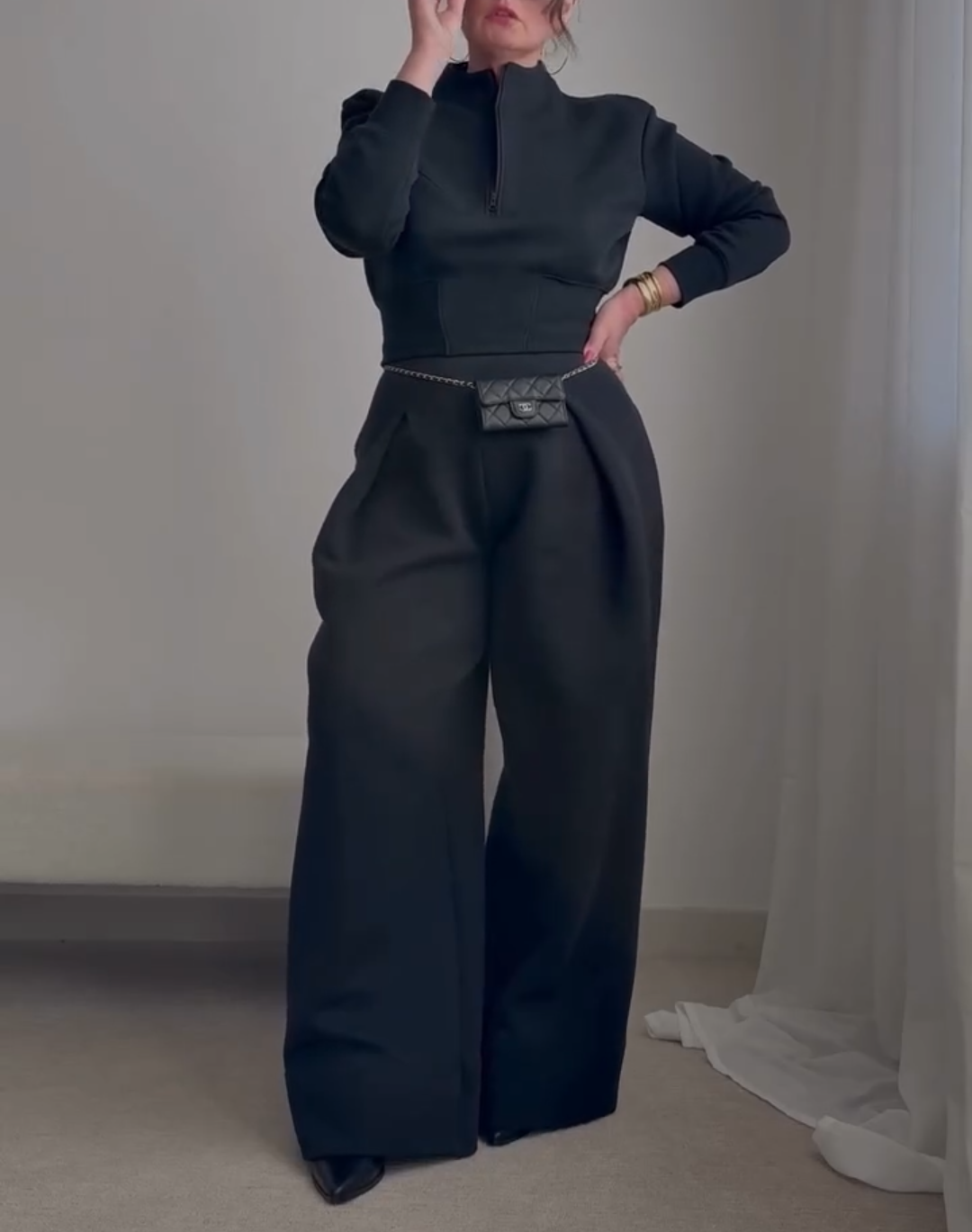 Classic Stretch Long Sleeve Top and Pants 2-Piece Set