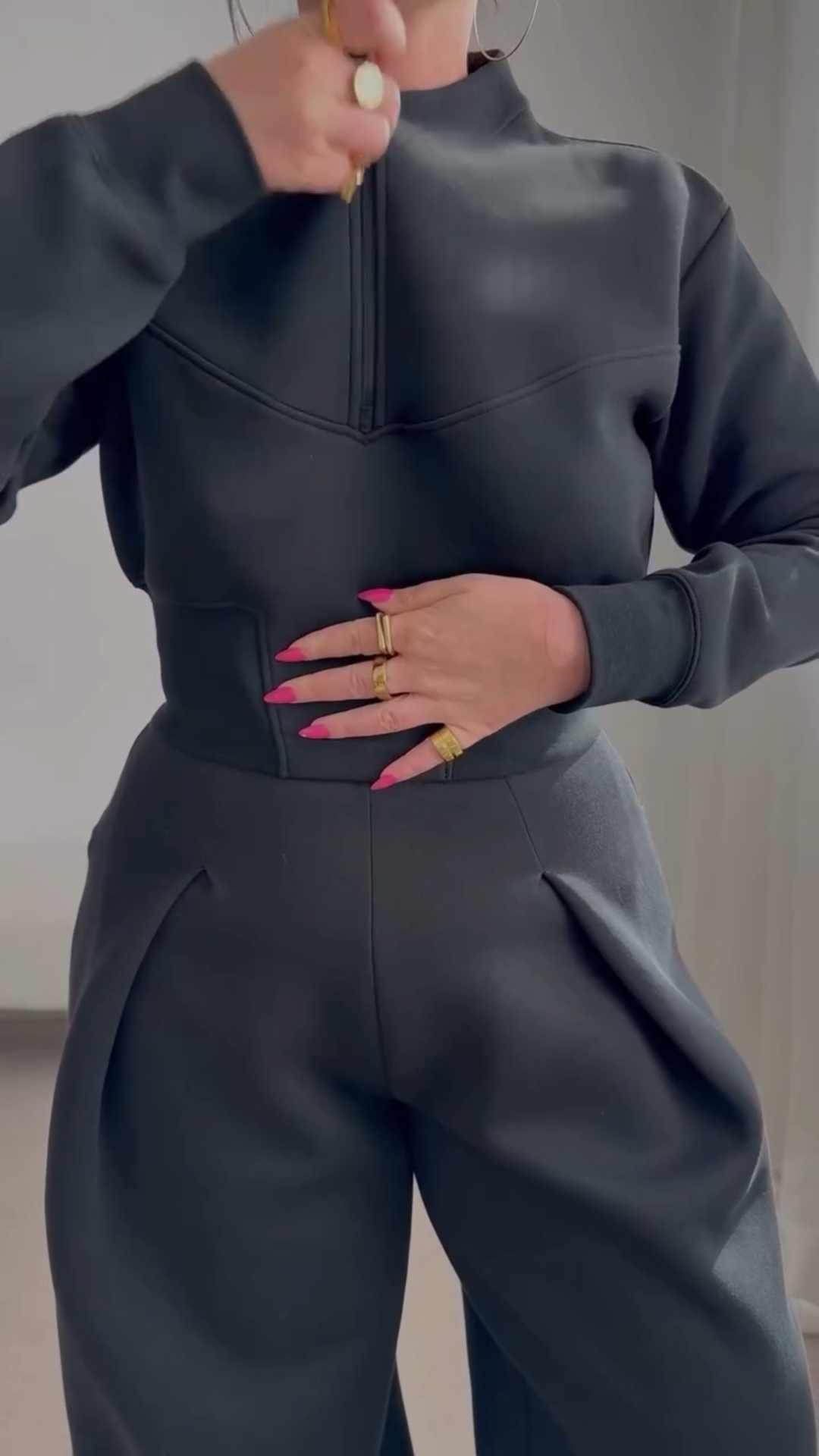 Classic Stretch Long Sleeve Top and Pants 2-Piece Set