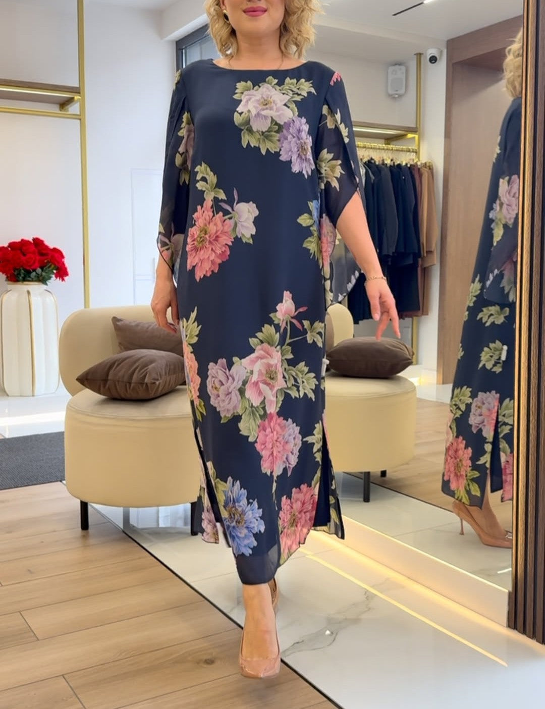 Organza Peony Print Dress