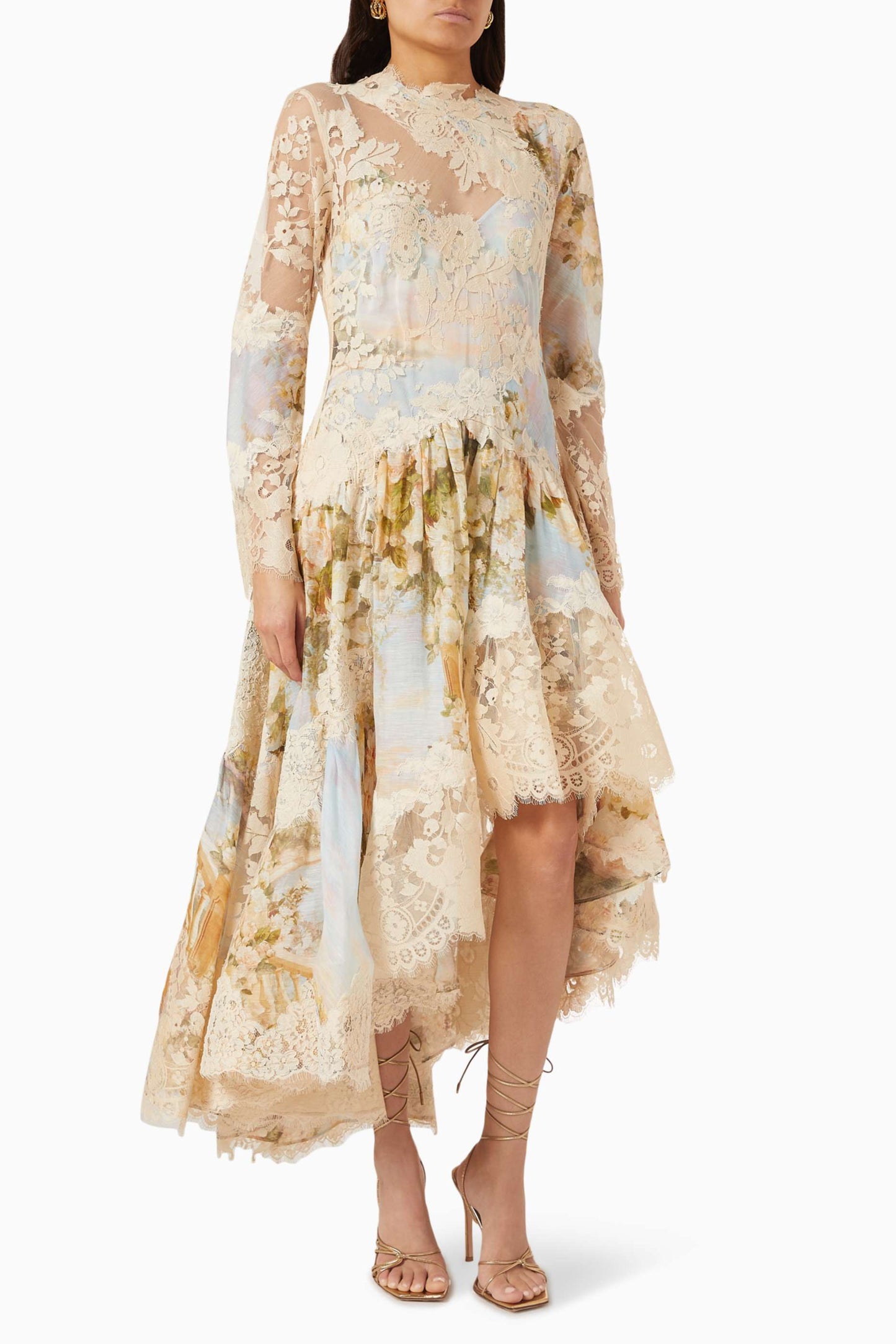 Asymmetric Midi Dress in Silk Linen Organza
