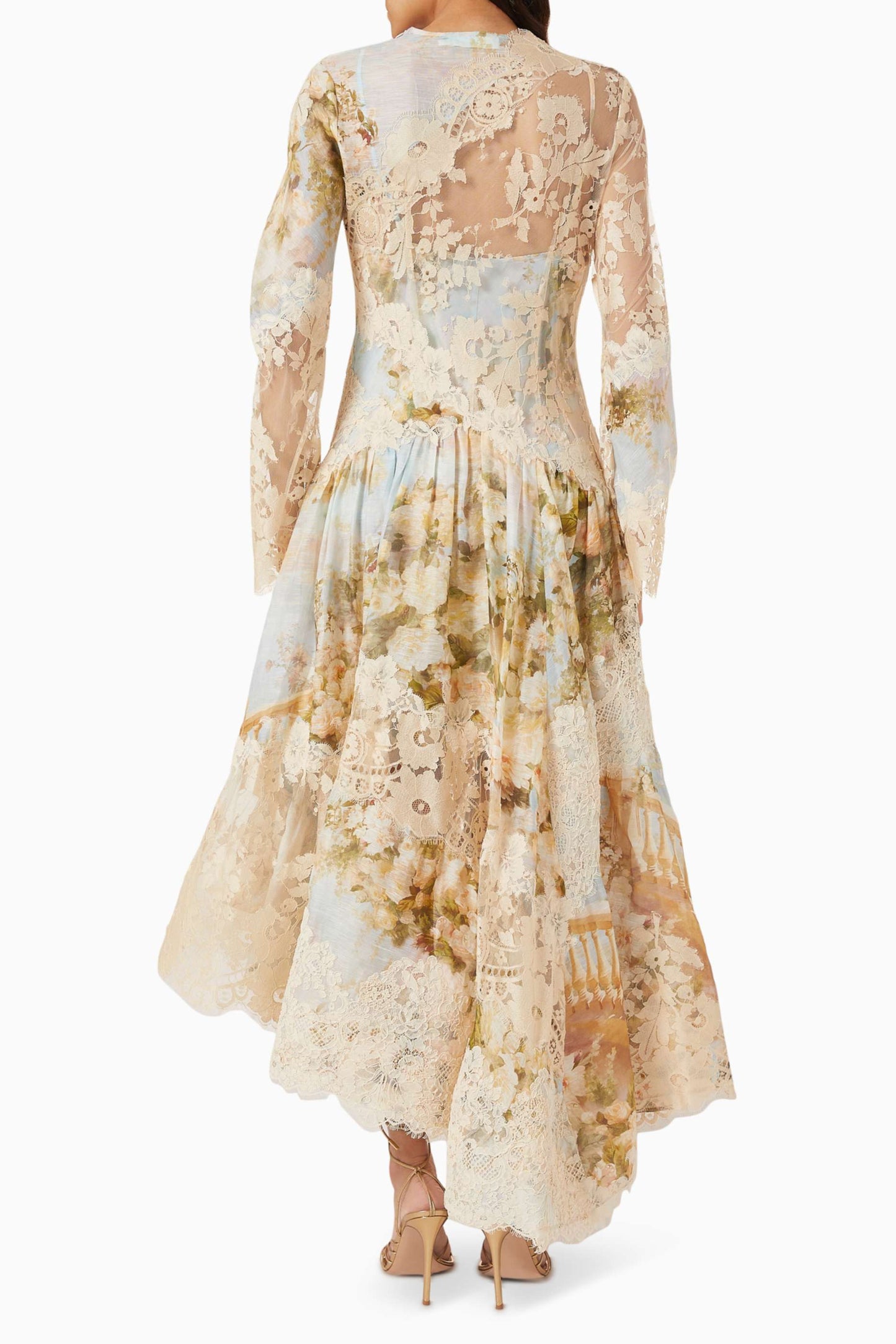 Asymmetric Midi Dress in Silk Linen Organza