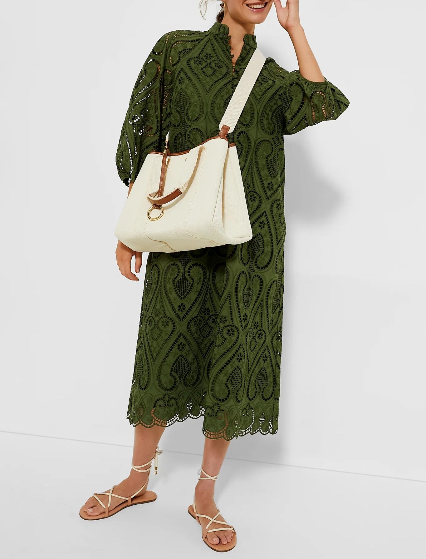 Army Green Mesh Dress