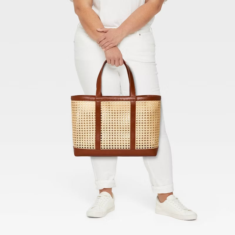 Caning Natural Tote Handbag