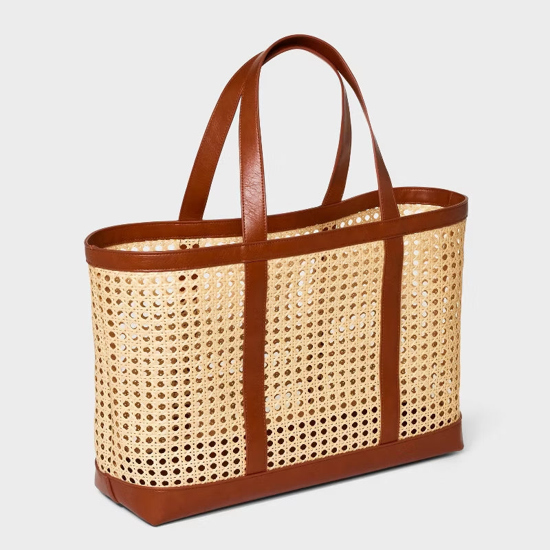 Caning Natural Tote Handbag