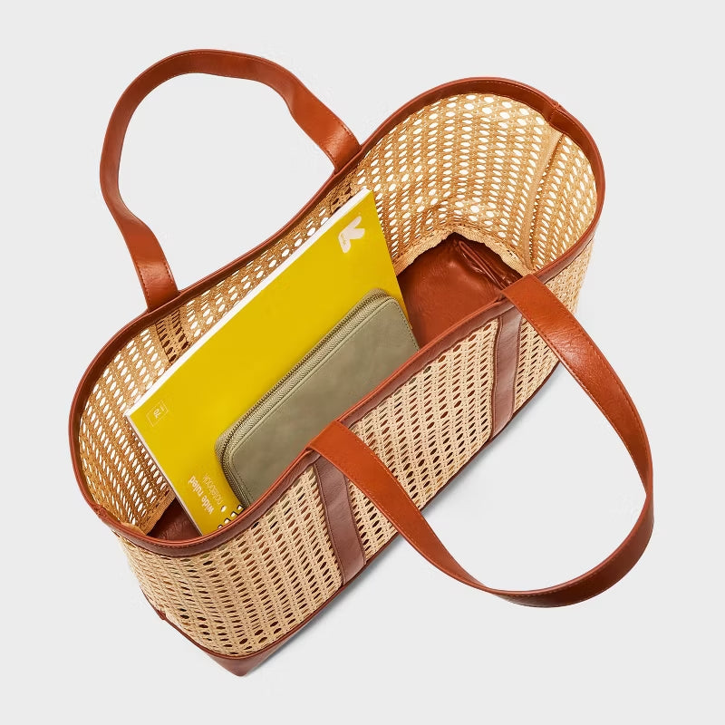 Caning Natural Tote Handbag