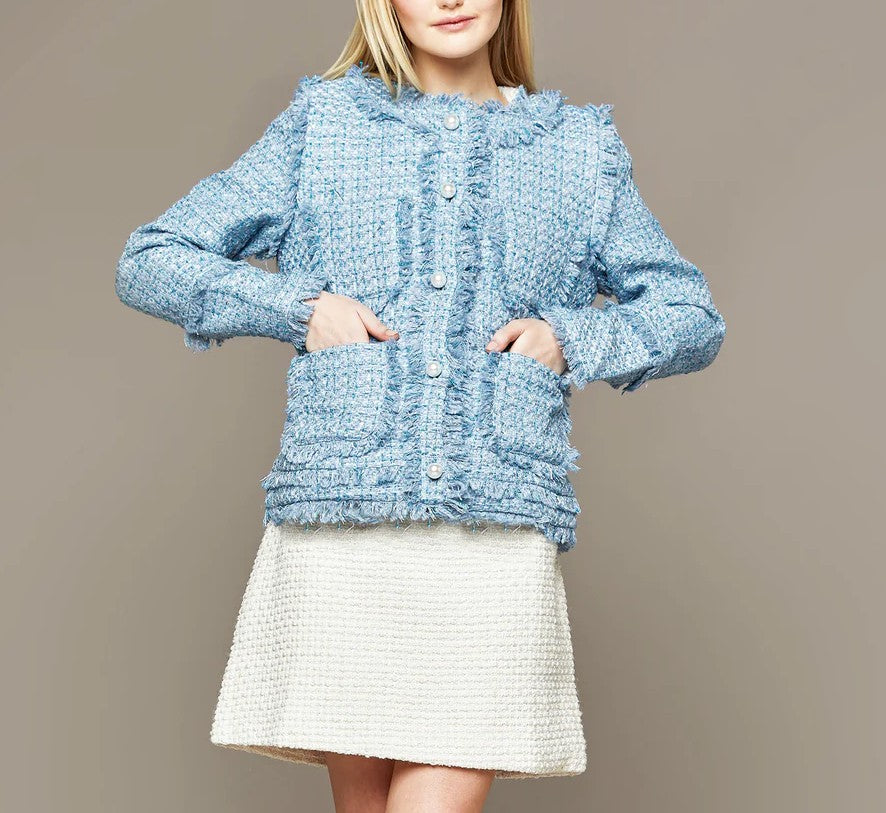 Blue Bouclé Jacket