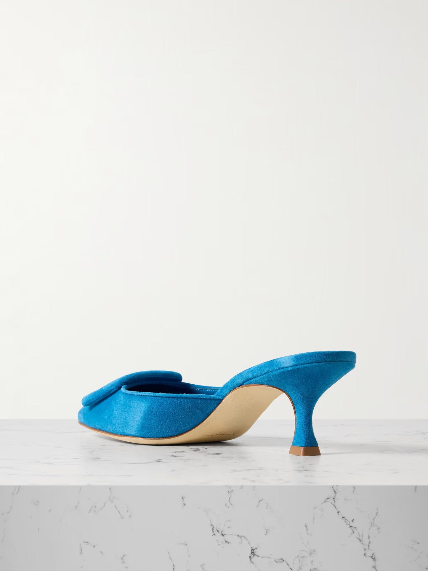 Buckle suede mules