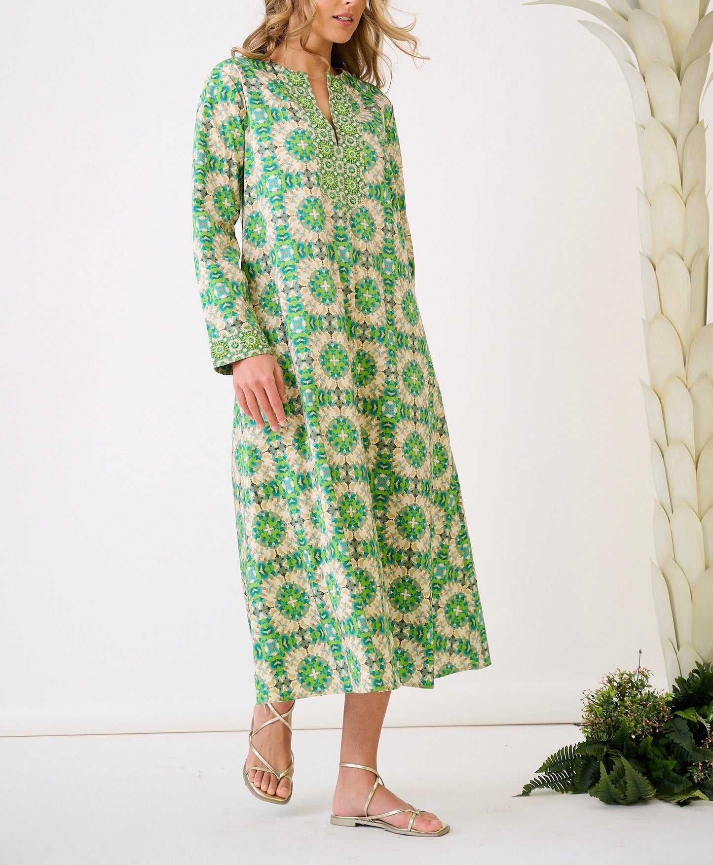 Turtleback Print Kaftan Dress
