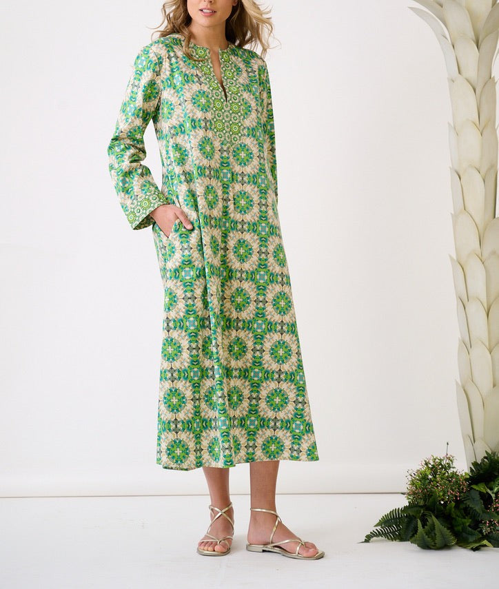 Turtleback Print Kaftan Dress