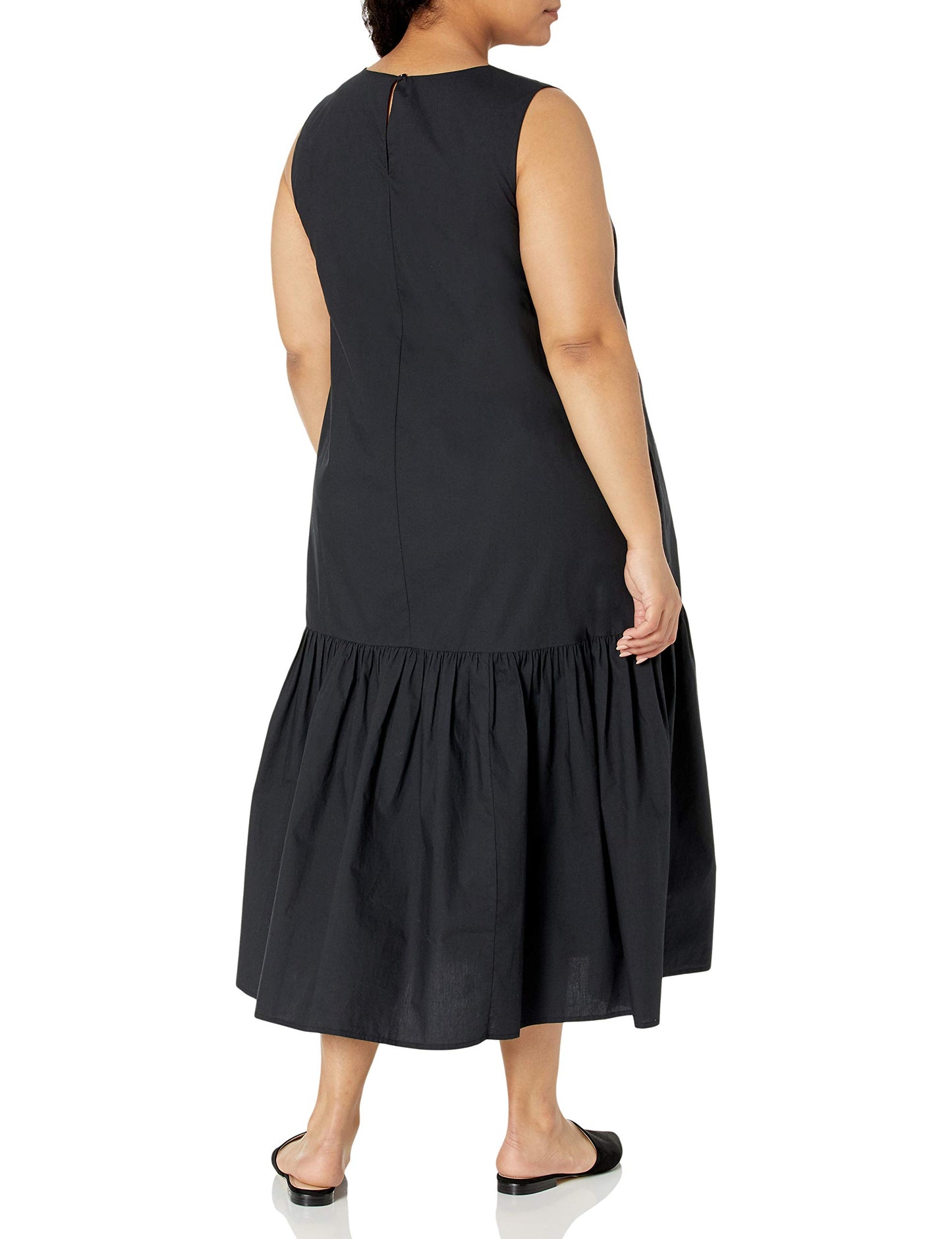 Loose Sleeveless Wide-Hem Poplin Maxi Dress