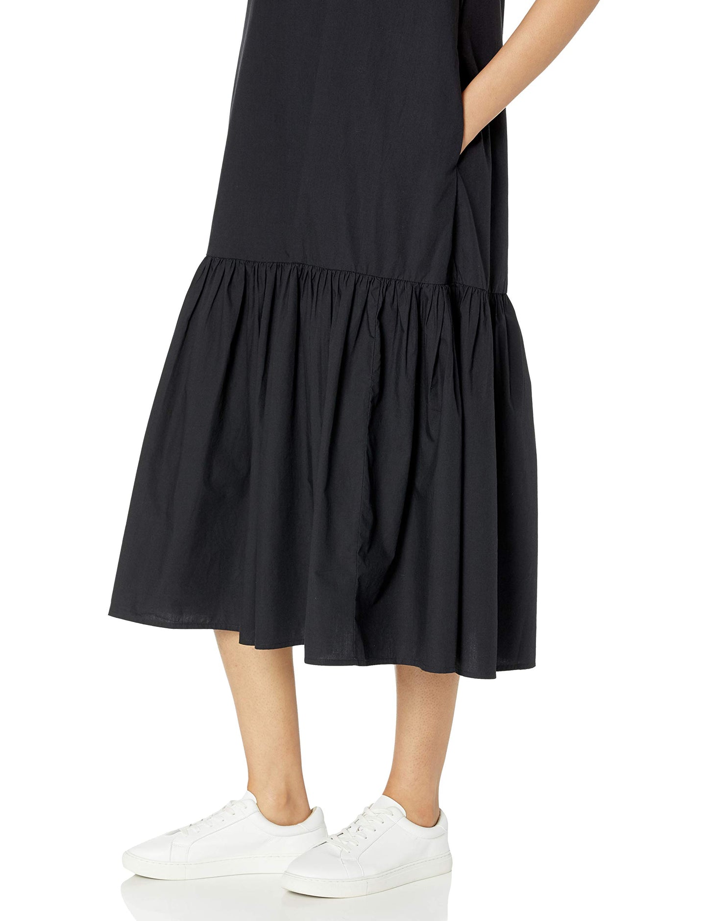 Loose Sleeveless Wide-Hem Poplin Maxi Dress