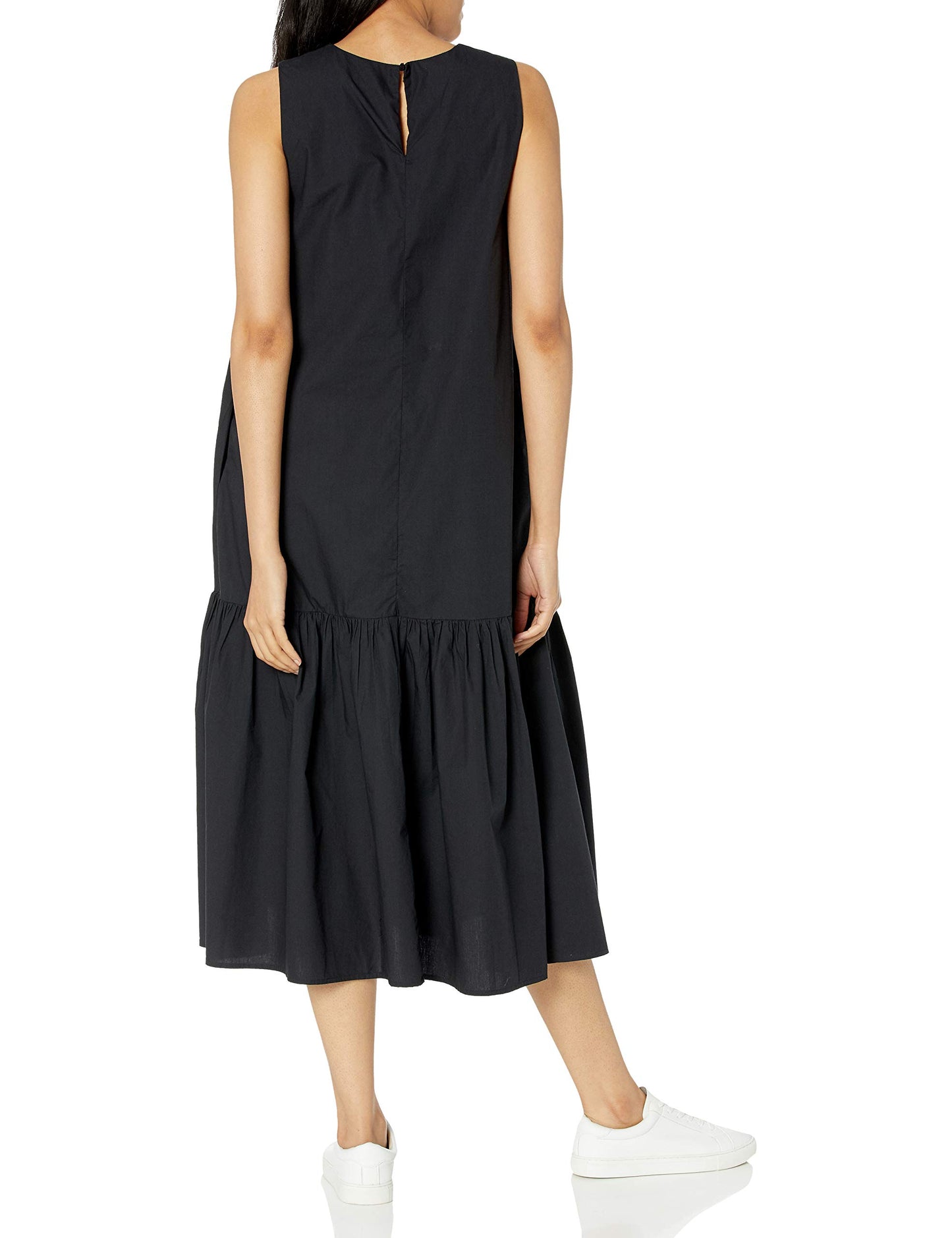 Loose Sleeveless Wide-Hem Poplin Maxi Dress