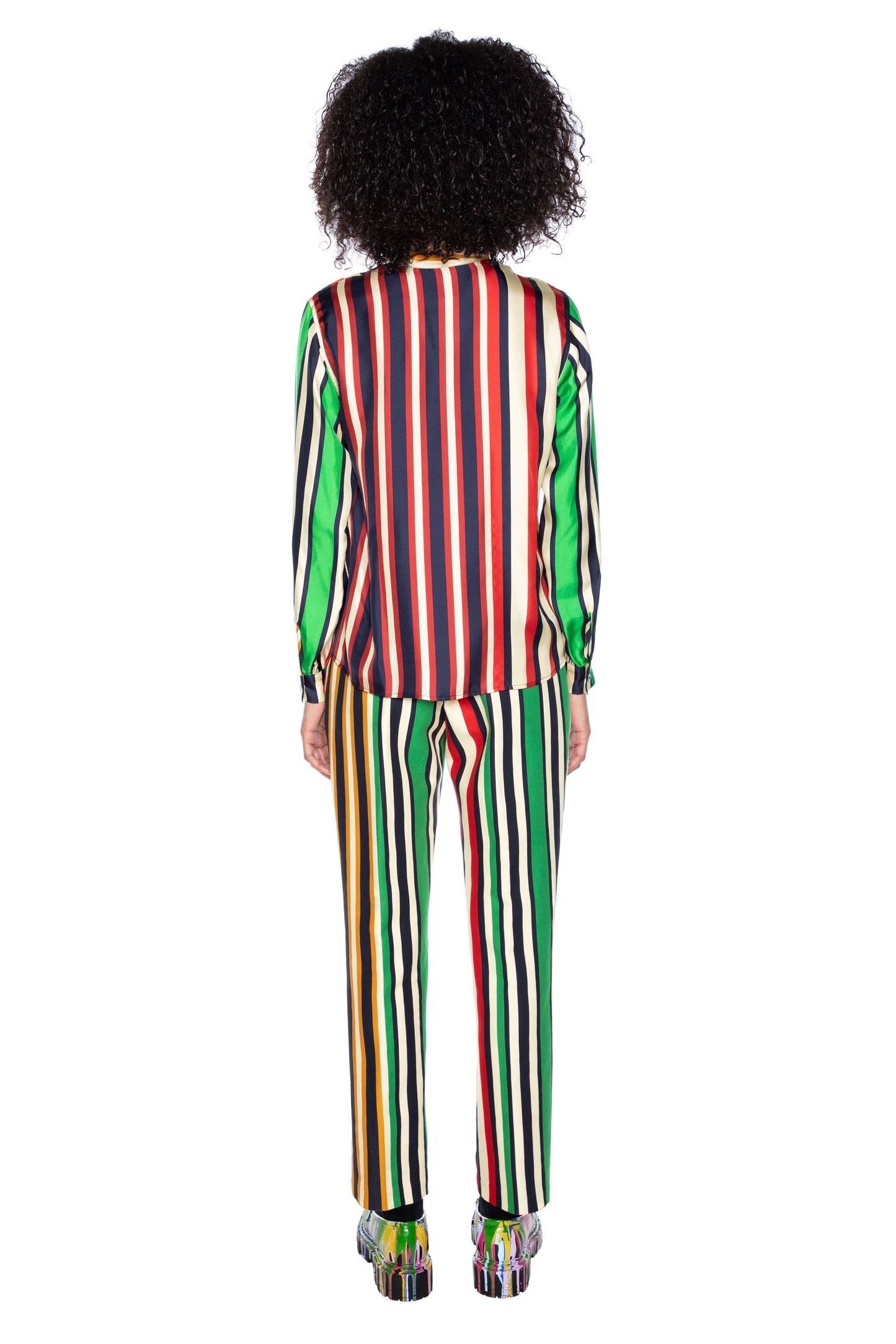 Stripe Slim Tie Blouse