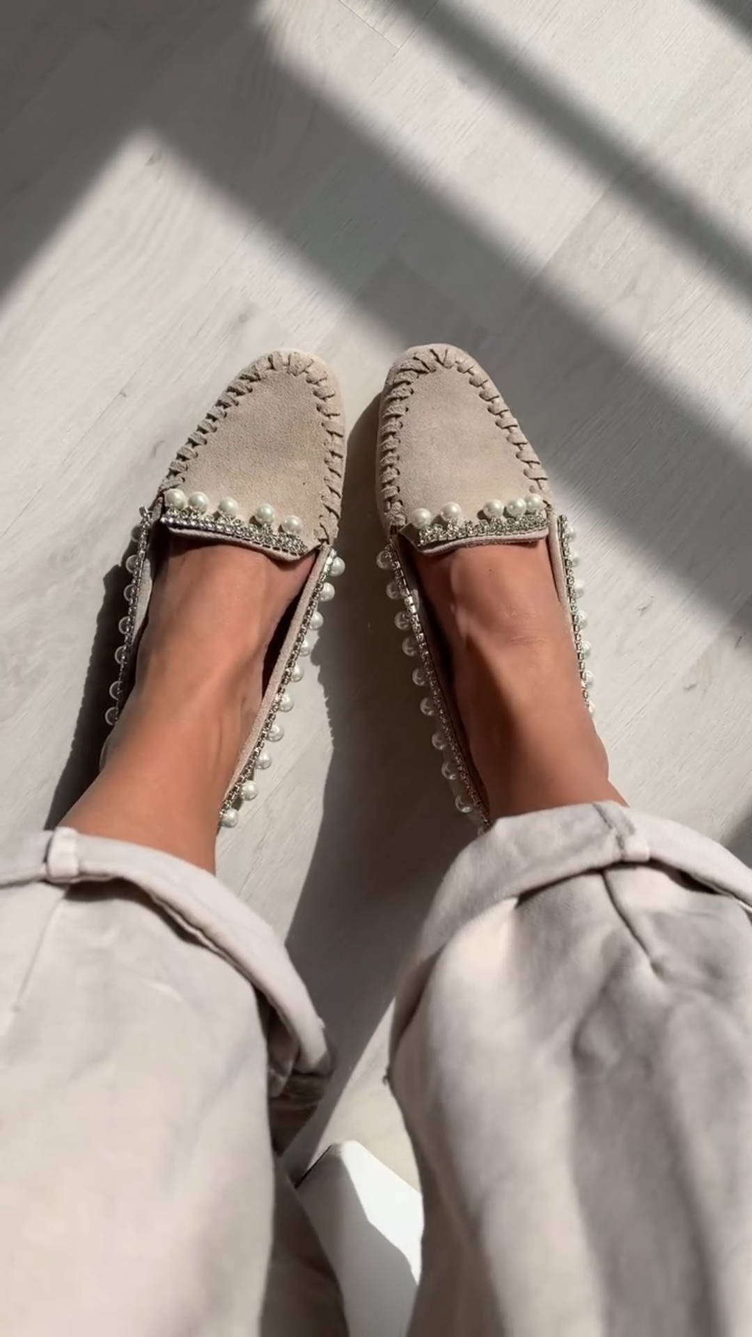 Pearl Diamond Suede Loafers