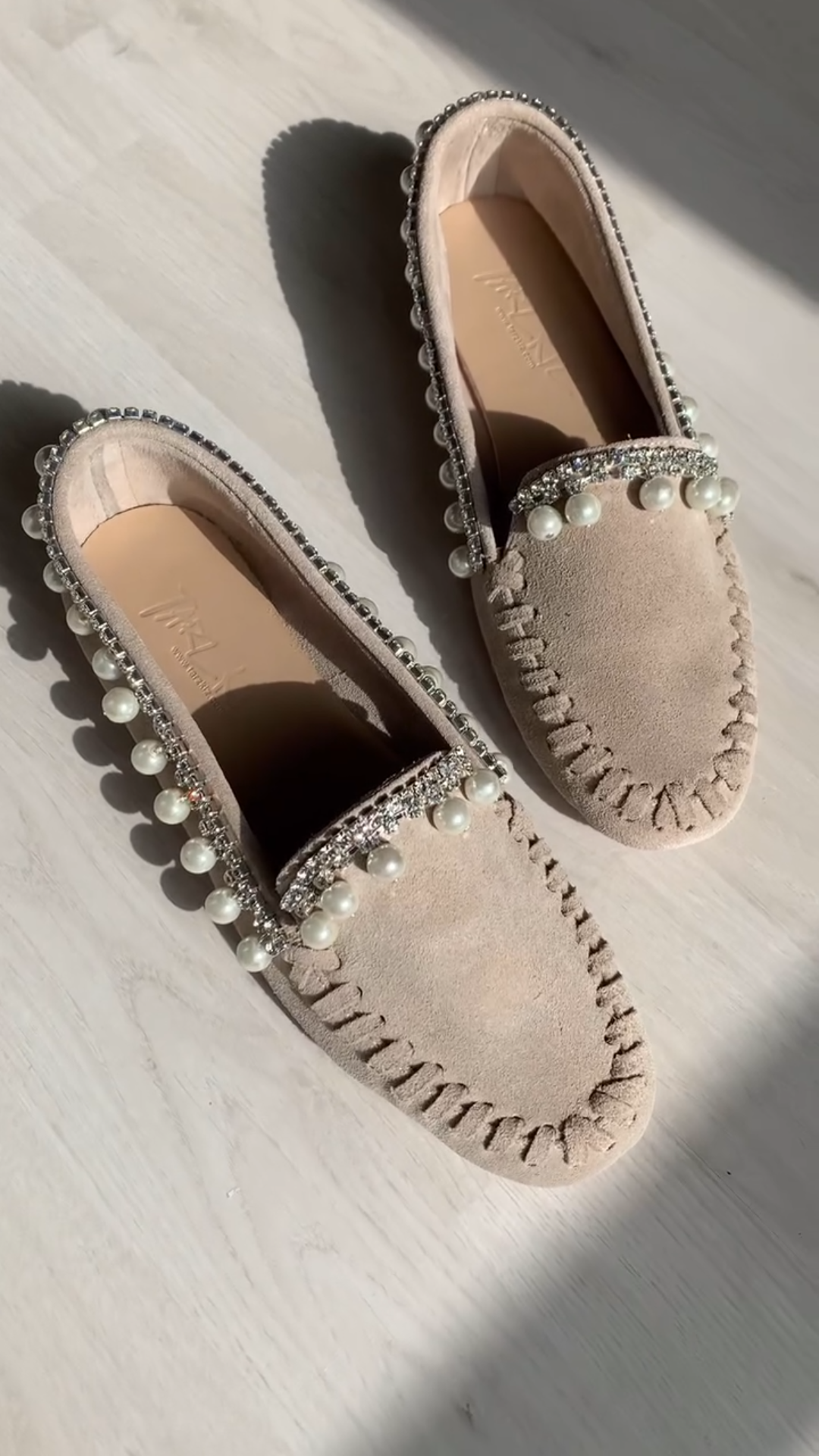 Pearl Diamond Suede Loafers