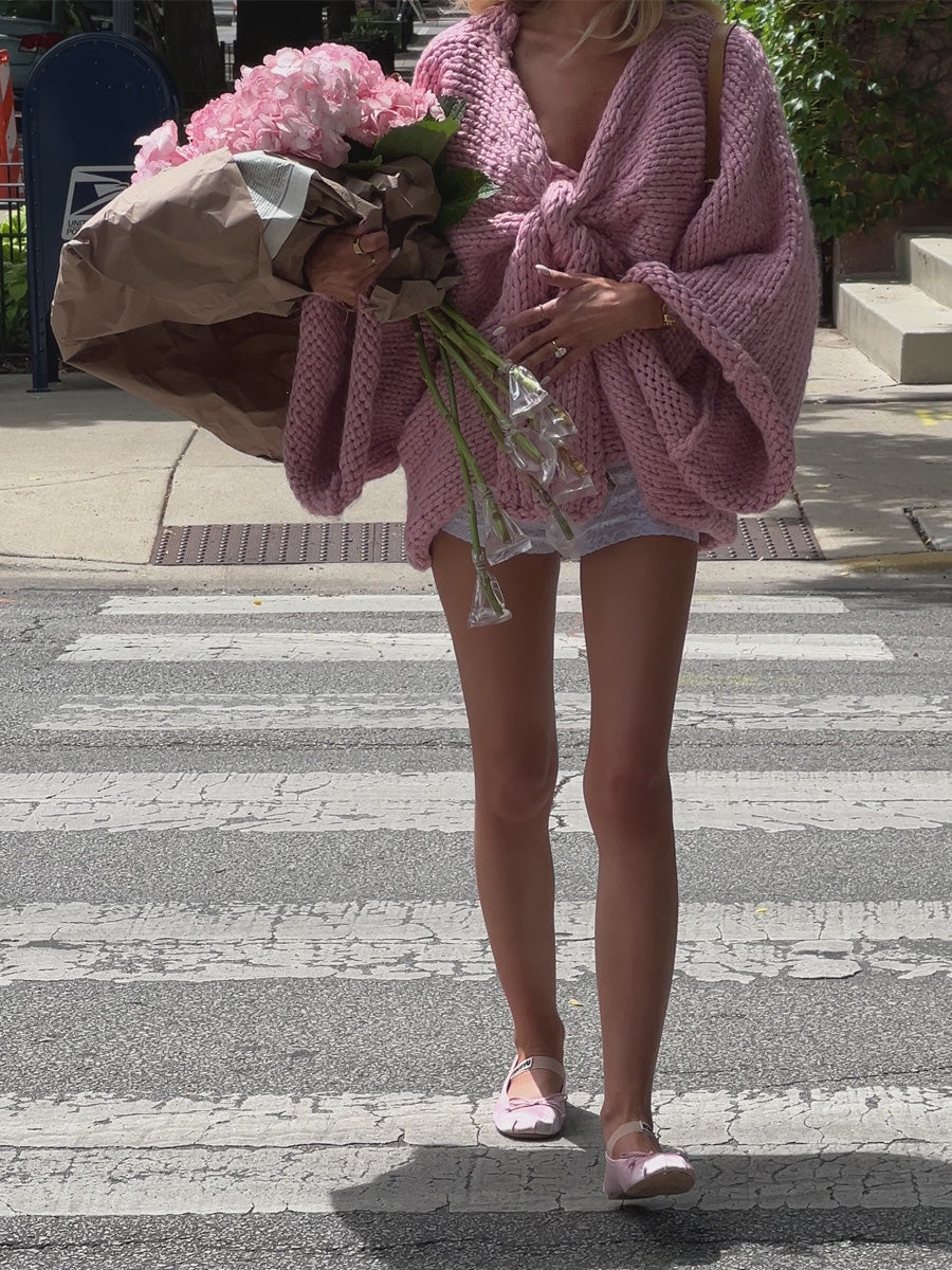 Sweet Cute Bow Thick Needle Sweater