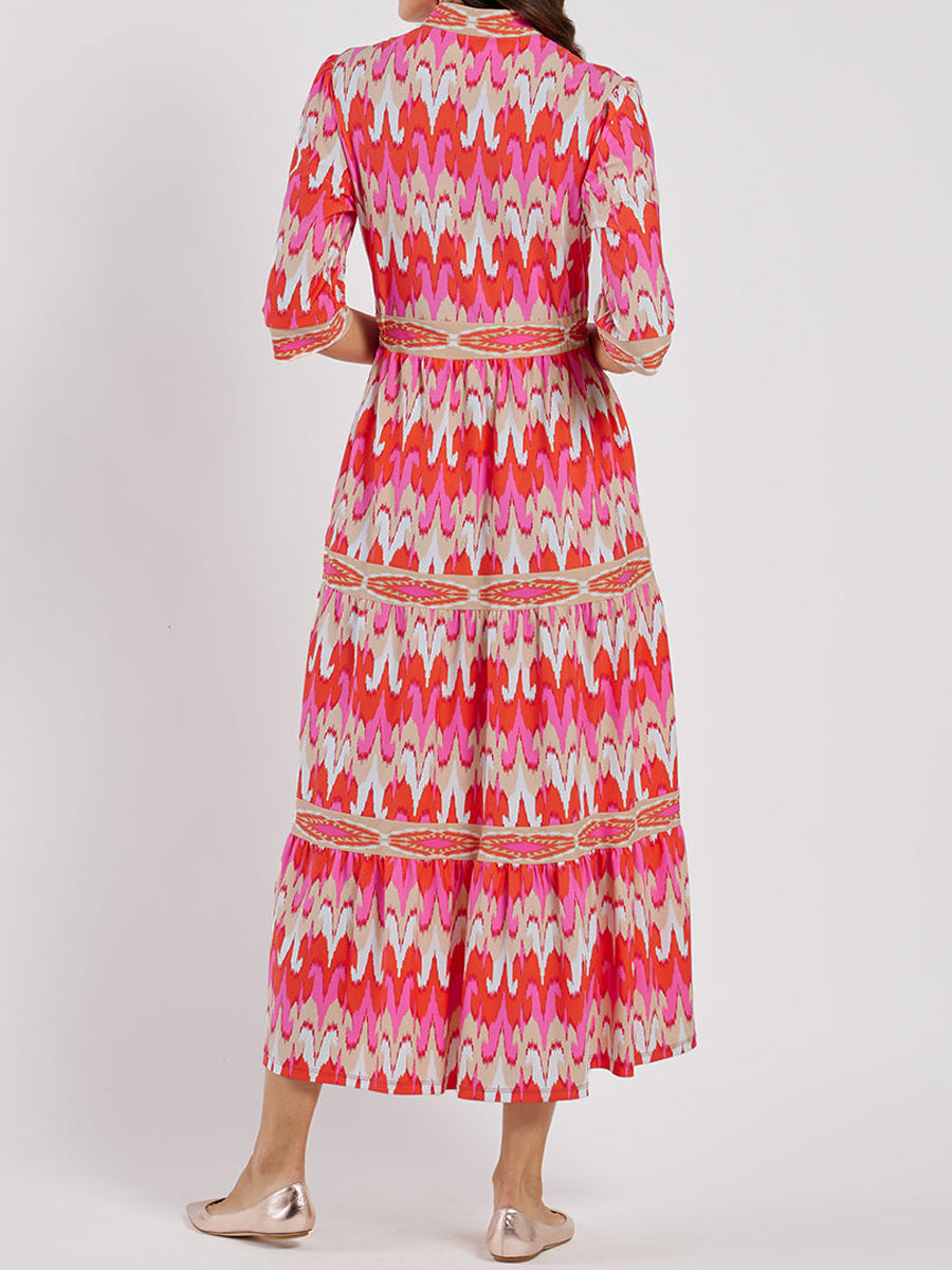 Printed Long Sleeve Maxi Dress