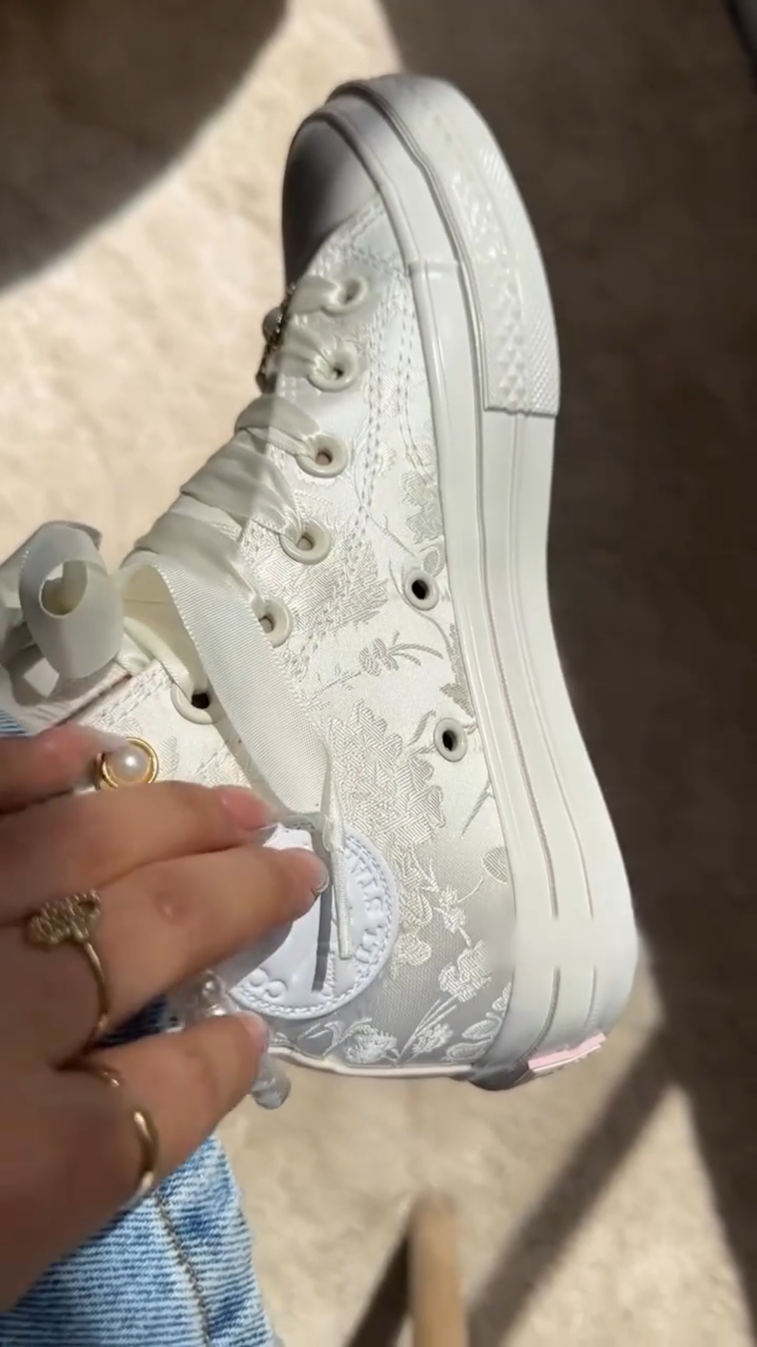Classic Silk Pearl Lace-Up High Top Espadrilles