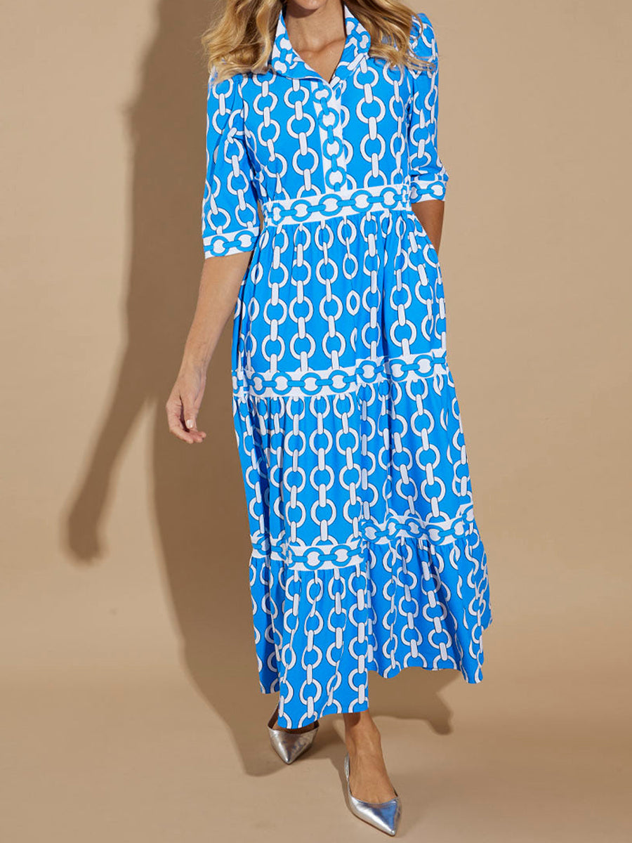 Printed Long Sleeve Maxi Dress