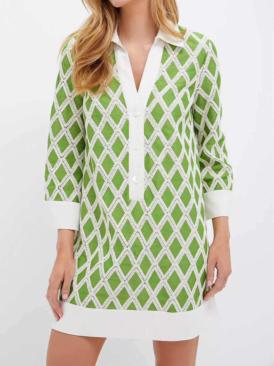 Lace Collier Three-quarter Length Sleeve Dress