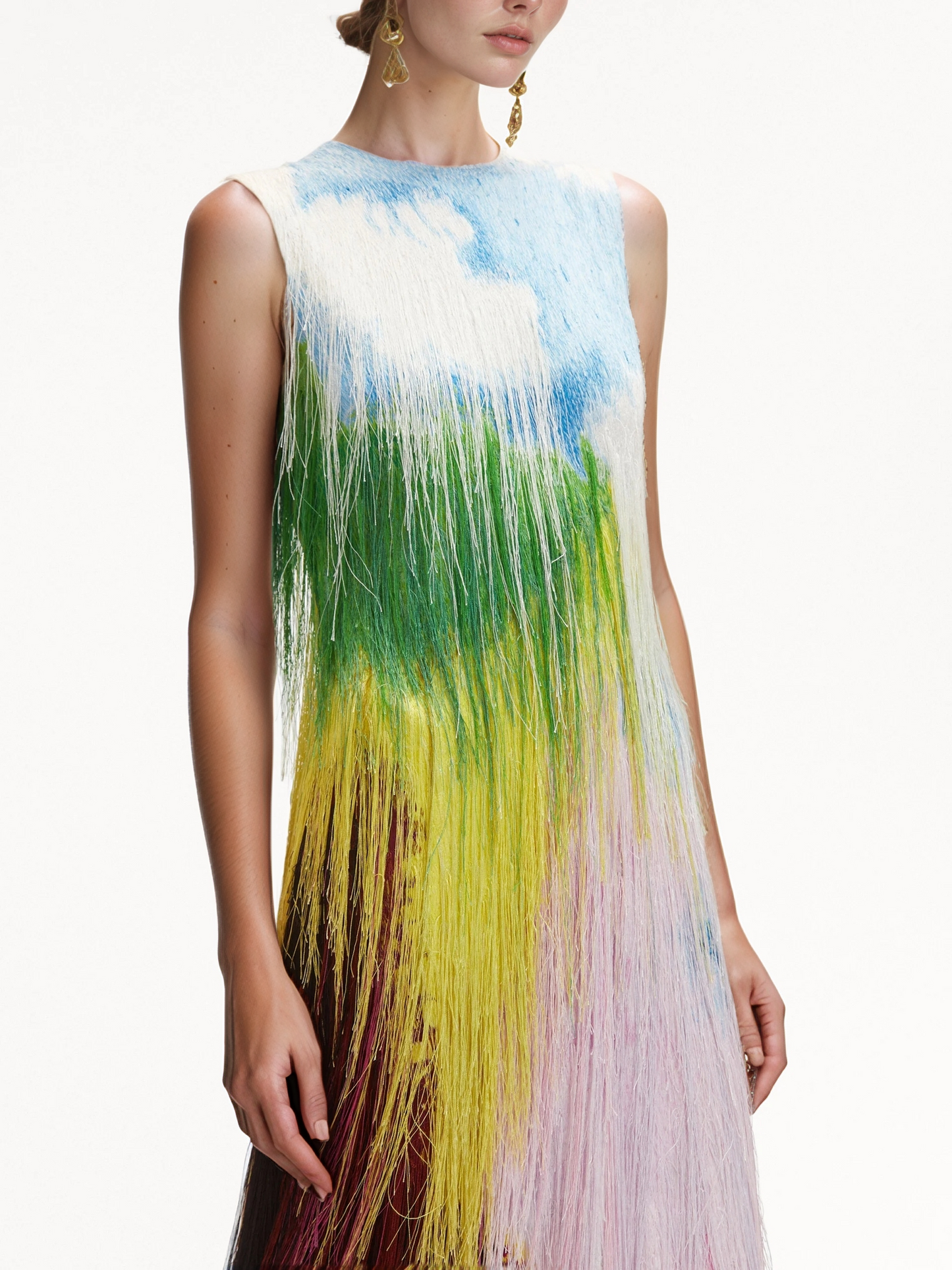 Abstract Watercolor Fringe Cocktail Dress(✅Buy 2 Free Shipping)