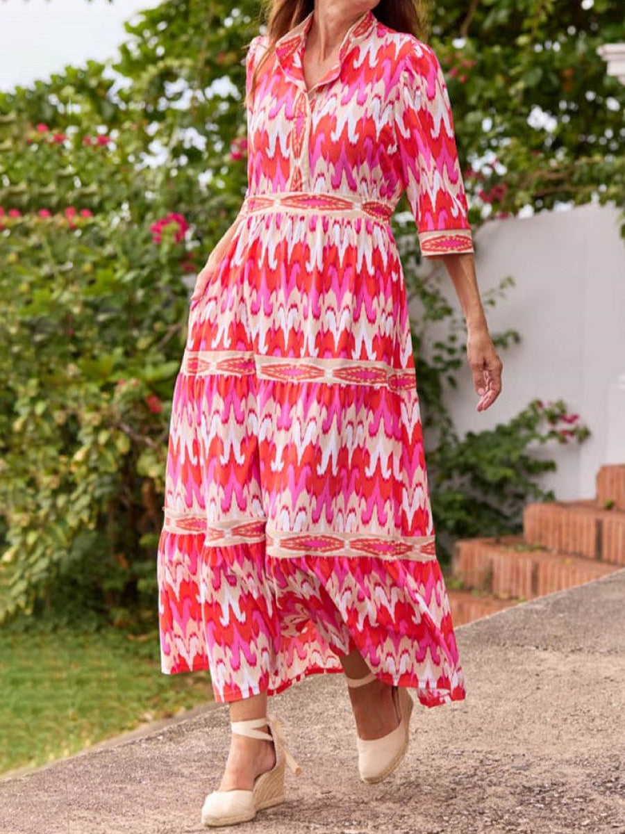 Printed Long Sleeve Maxi Dress
