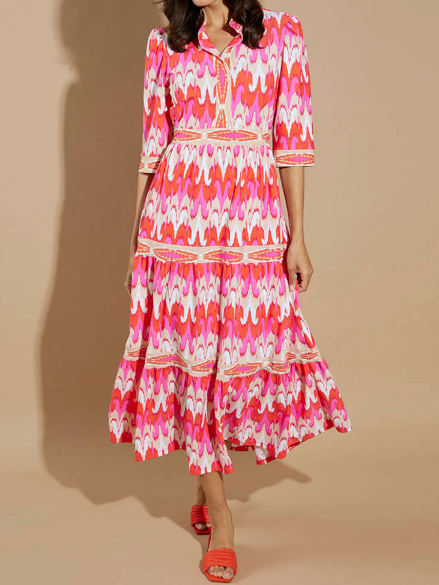 Printed Long Sleeve Maxi Dress