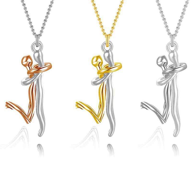 Couple Embrace Pendant Necklace