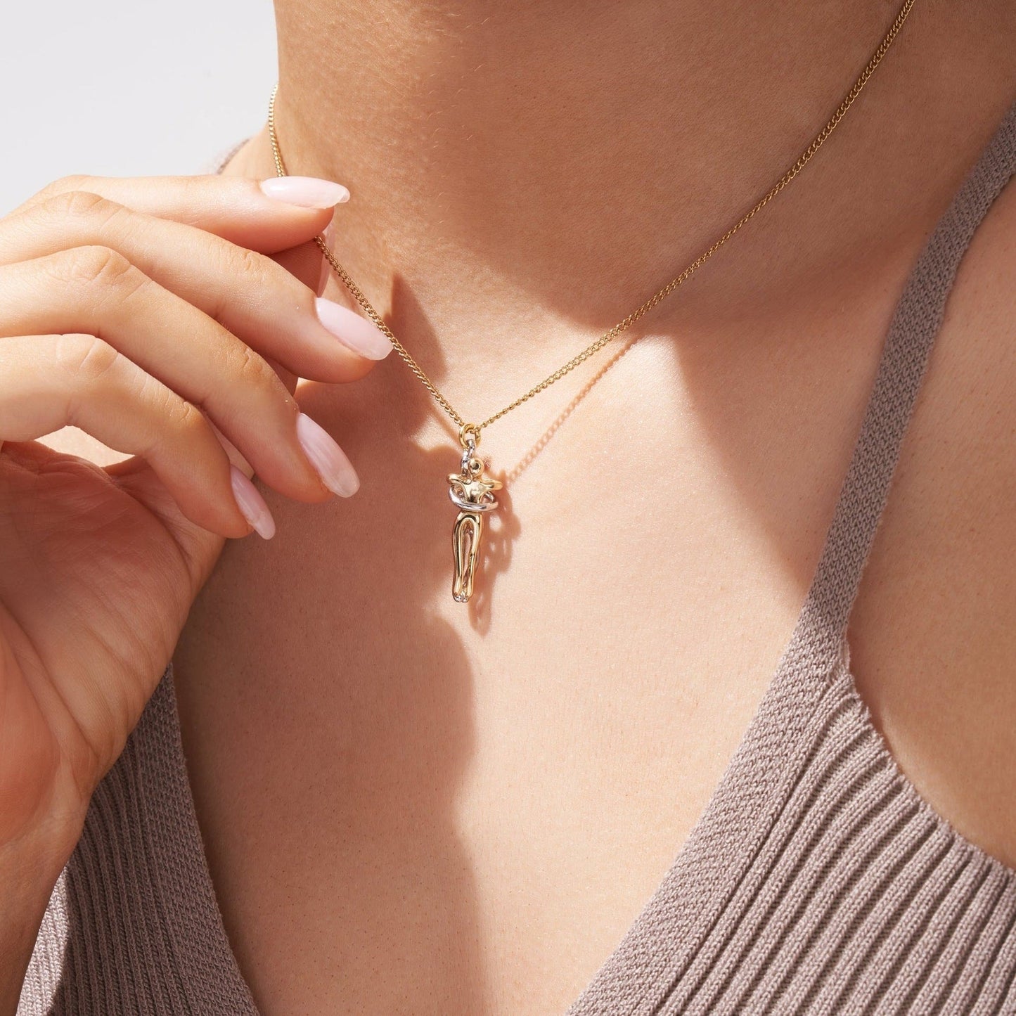Couple Embrace Pendant Necklace