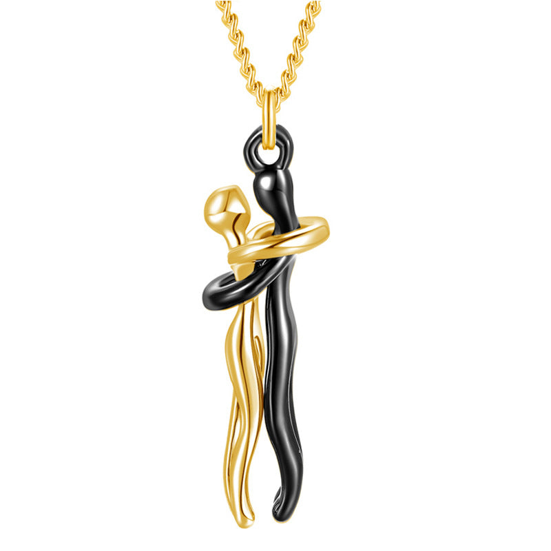 Couple Embrace Pendant Necklace