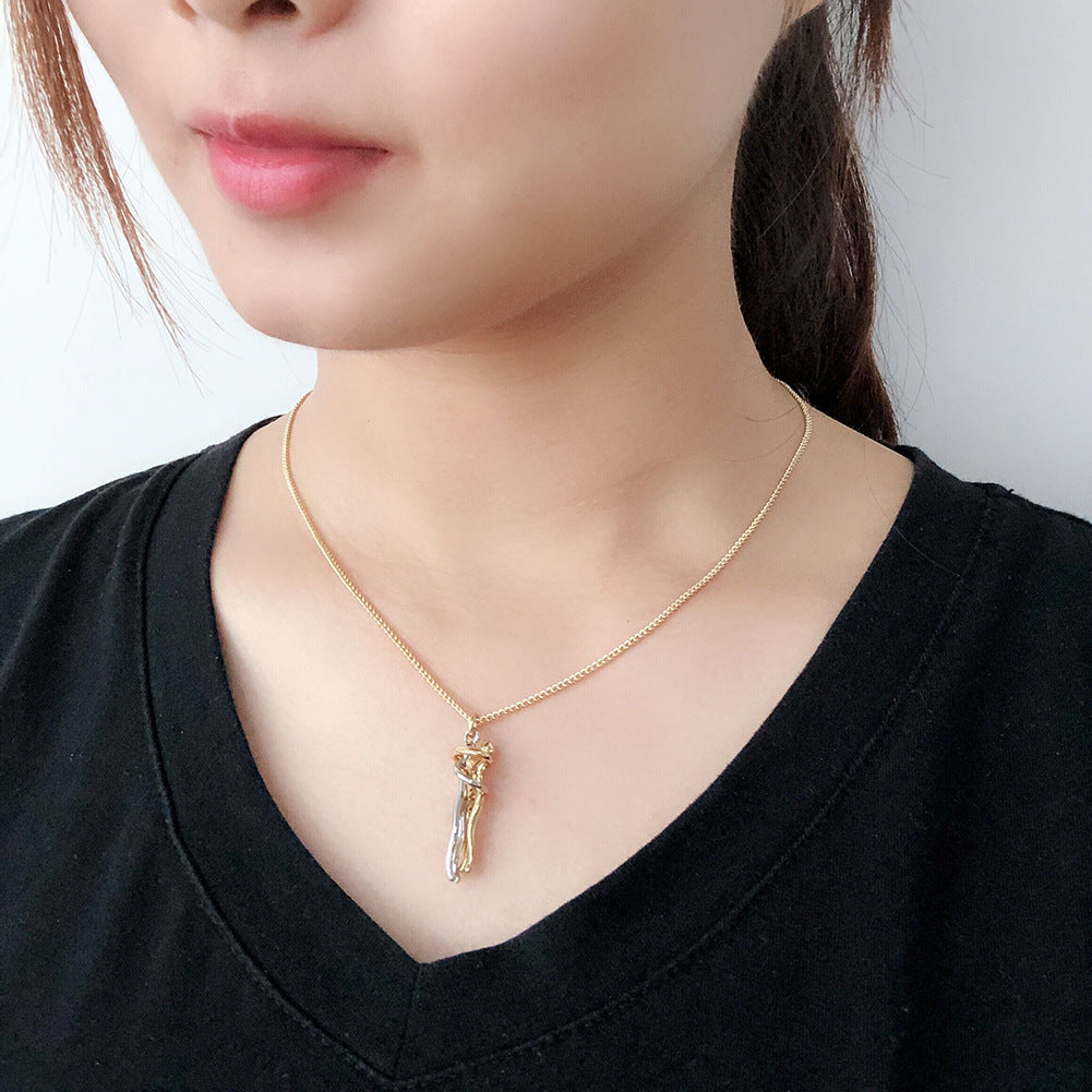 Couple Embrace Pendant Necklace