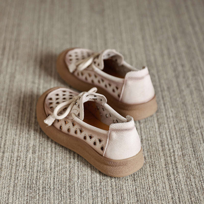 Genuine leather simple soft-soled retro flat shoes